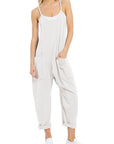 Light Gray Spaghetti Strap Jumpsuit with Pockets