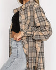 Plaid Collared Neck Long Sleeve Shirt