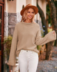 Mock Neck Drop Shoulder Sweater