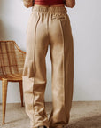 Drawstring Wide Leg Pants with Pockets