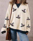 Sequin Hat Print Long Sleeve Sweatshirt