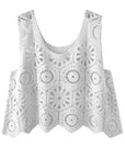Light Gray Openwork Round Neck Knit Vest Sentient Beauty Fashions Apparel & Accessories