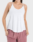 Light Gray Slit Spaghetti Strap Scoop Neck Active Cami