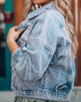 Distressed Drop Shoulder Denim Jacket