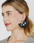 Bead Stainless Steel Geometric Dangle Earrings