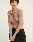 HYFVE Ribbed Double Zip Cropped Cardigan