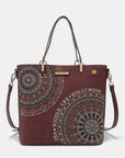 Nicole Lee USA Metallic Stitching Embroidery Inlaid Rhinestone Tote Bag