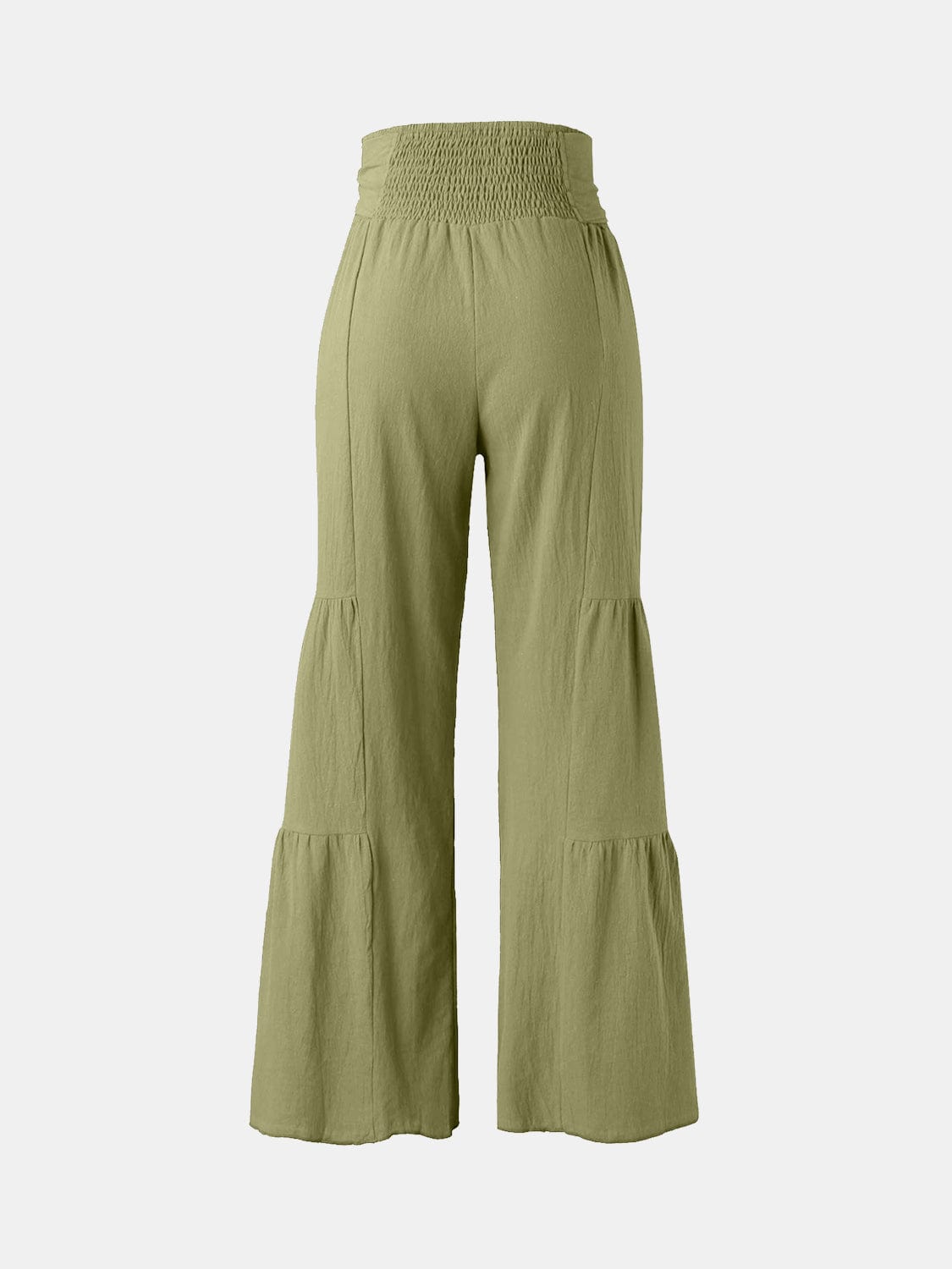 Dim Gray Tied Ruched Wide Leg Pants