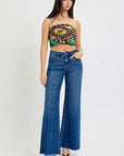 RISEN Tummy Control High Rise Wide Leg Jeans