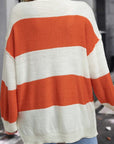 Color Block Dropped Shoulder V-Neck Sweater