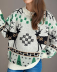 Christmas Element Round Neck Long Sleeve Sweater