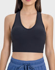 Dark Slate Gray Scoop Neck Wide Strap Active Tank