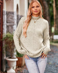 Mock Neck Rib-Knit Sweater