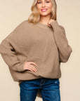 Haptics Full Size Side Slit Texture Asymmetric Sweater