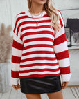 Striped Round Neck Long Sleeve Sweater