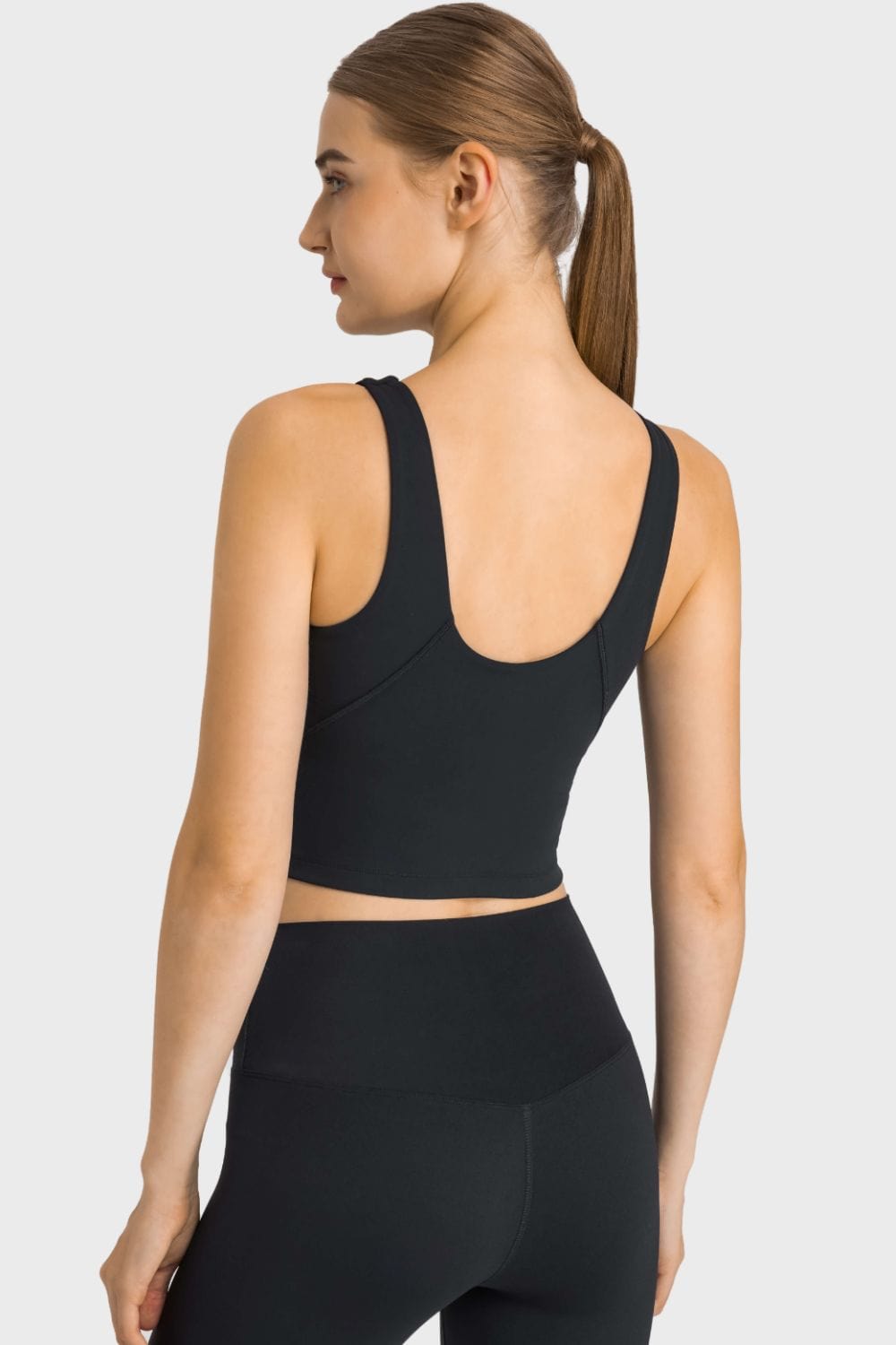 Dark Slate Gray Feel Like Skin Highly Stretchy Cropped Sports Tank