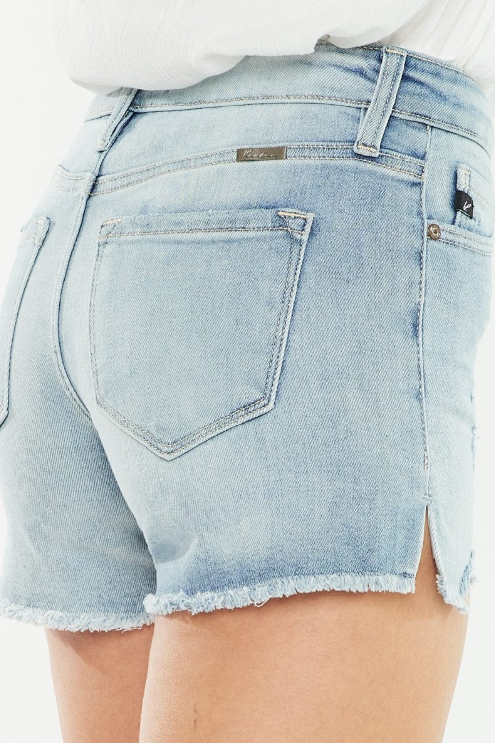 Light Gray Kancan High Rise Side Slit Denim Shorts