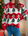 Christmas Element Round Neck Long Sleeve Sweater