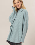 HYFVE Stripe Button Down Long Sleeve Oversized Shirt