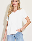 Basic Bae Bamboo Full Size V-Neck High-Low T-Shirt