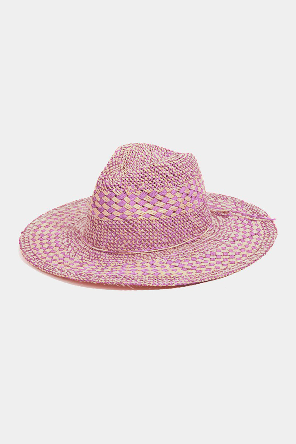 Lavender Fame Checkered Straw Weave Sun Hat Sentient Beauty Fashions *Accessories