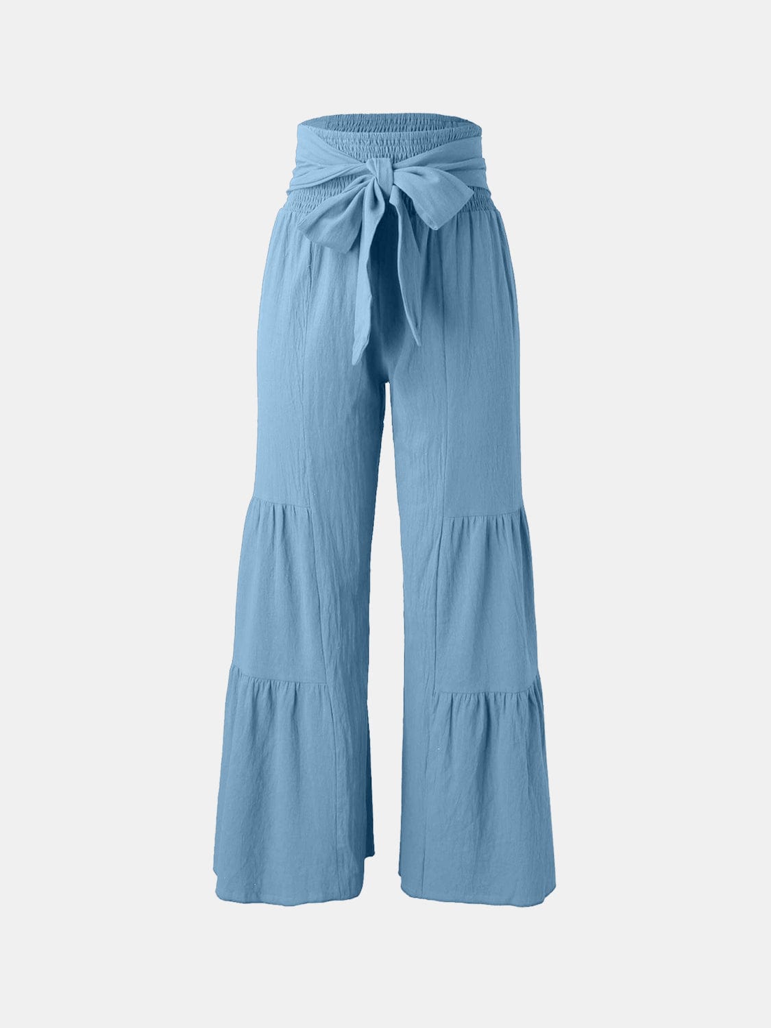 Lavender Tied Ruched Wide Leg Pants