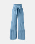 Lavender Tied Ruched Wide Leg Pants