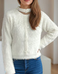 Cutout Knot Button Long Sleeve Cardigan