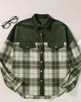 Snap Down Collared Neck Plaid Shacket