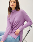 Be Cool Side Slit Mock Neck Long Sleeve Tunic Top