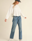 Mable Round Neck Dolman Sleeve Cropped Sweater