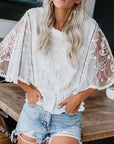 Gray Round Neck Three-Quarter Sleeve Blouse