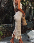 Tassel Tied Top and Openwork Skirt Cover Up Set