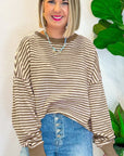 Striped Round Neck Long Sleeve Sweatshirt