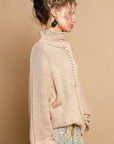 POL Pearl Detail Turtleneck Long Sleeve Sweater