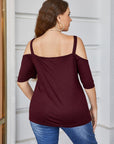 Plus Size V-Neck Cold-Shoulder Blouse