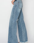 RISEN Mid Rise Button Fly Wide Leg Jeans