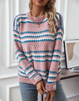 Striped Round Neck Long Sleeve Sweater