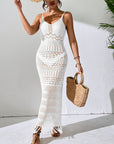 Light Gray Openwork Scoop Neck Cover-Up Dress