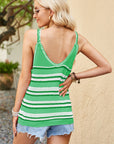 Openwork Striped Scoop Neck Knit Cami