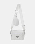 White Smoke PU Leather Adjustable Strap Crossbody Bag Sentient Beauty Fashions *Accessories