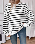 Lovelet Striped Round Neck Long Sleeve Sweatshirt