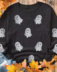 Glitter Ghost Round Neck Long Sleeve Sweatshirt