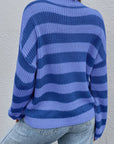 Honey Striped Round Neck Long Sleeve Sweater