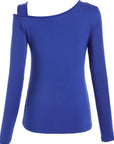 Cutout Asymmetrical Neck Long Sleeve T-Shirt