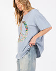 Lavender SAGE + FIG Peace Sign Round Neck Half Sleeve T-Shirt Sentient Beauty Fashions Apparel & Accessories