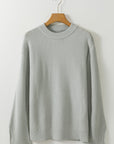 Slit Cuff Round Neck Long Sleeve Sweater