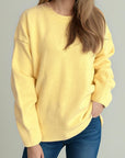 Round Neck Dropped Shoulder Long Sleeve Sweater