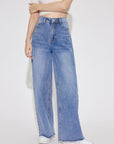 High Waist Straight Leg Jeans with Pockets