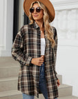 Plaid Collared Neck Long Sleeve Shirt